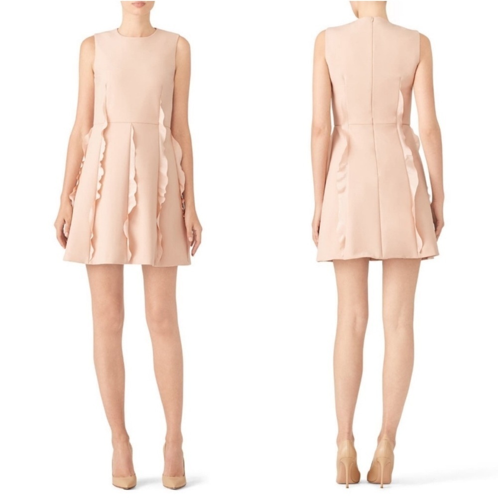 RED Valentino Blush Pink Sleeveless Mini Dress with Ruffle Panels